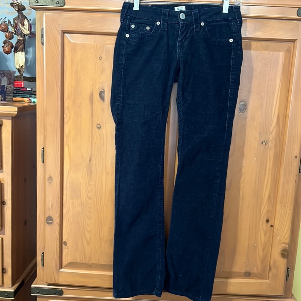 True religion dark navy blue corduroy pants straight leg